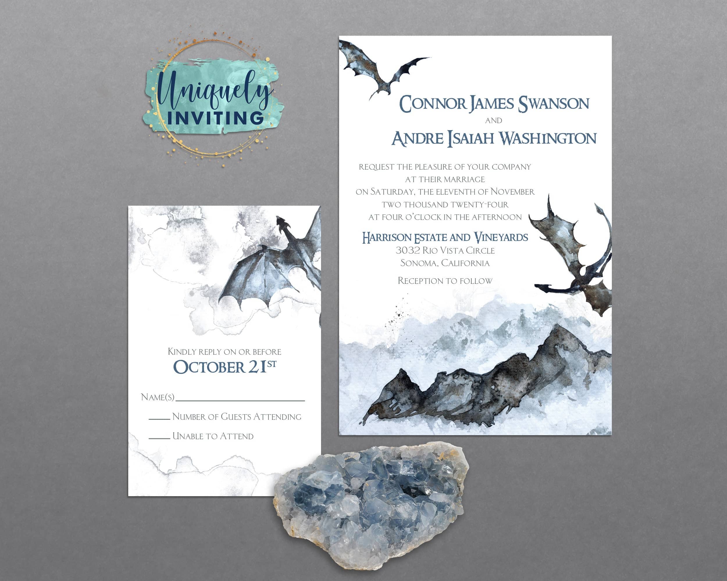 Dreamy Dragon Invitations, image size:2500x2000