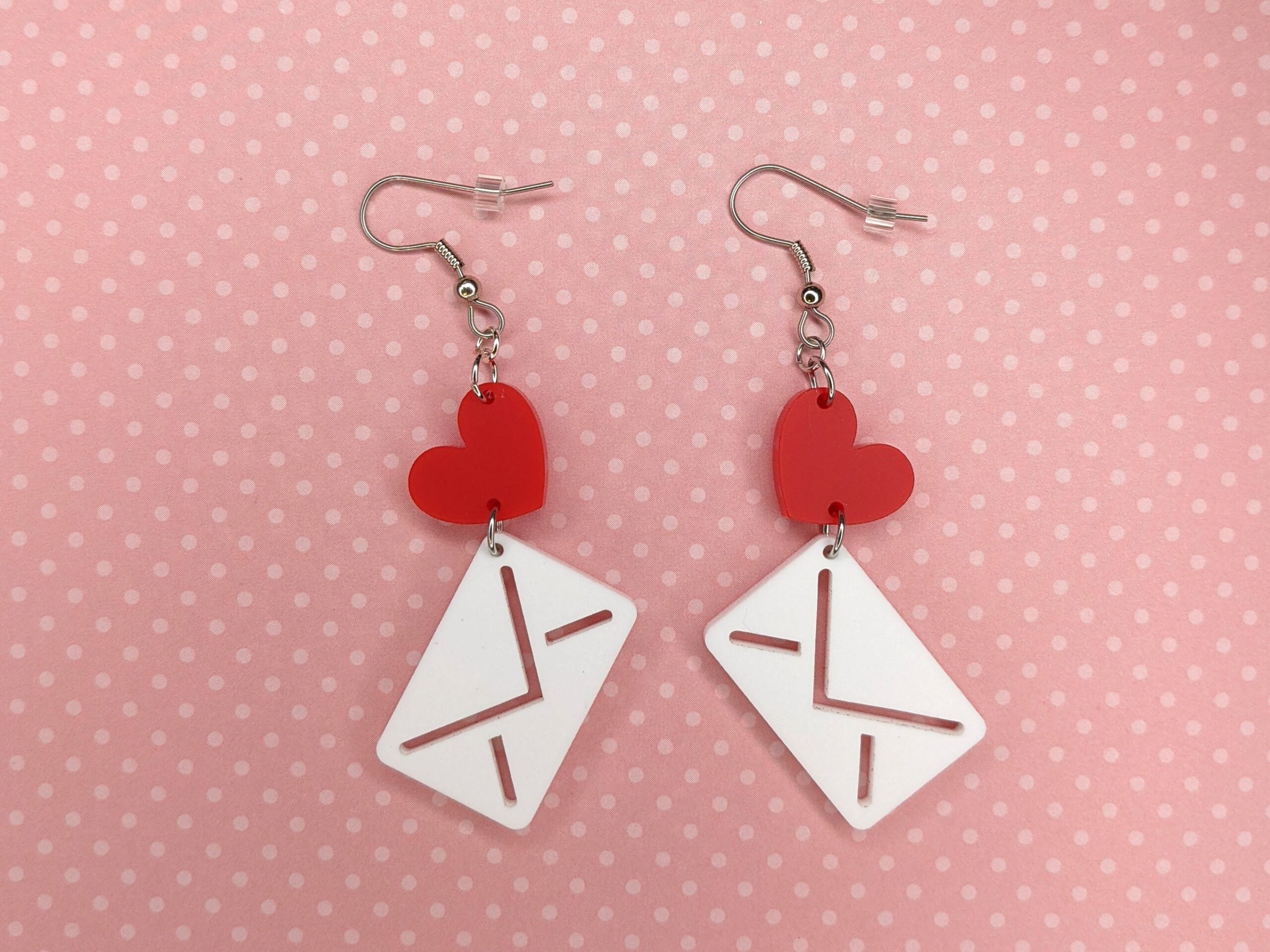 Valentines Day Earrings, Envelope Earrings, Letter Earrings, Love
