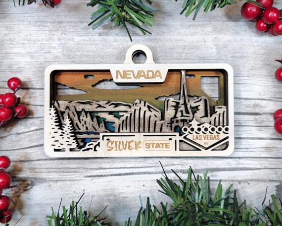 Personalized Las Vegas Nevada with Banner Christmas Ornament